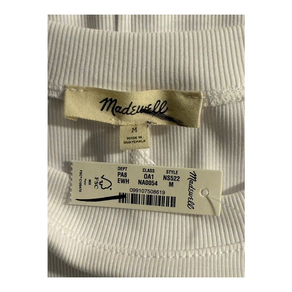 Madewell‎ Re)generative Cotton Ribbed Crewneck Tee Medium White NWT - Picture 5 of 8